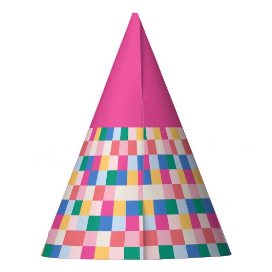 Spielvolle Multicolor-Blöcke Partyhütchen (Rückseite)