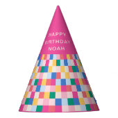 Spielvolle Multicolor-Blöcke Partyhütchen (Vorderseite)