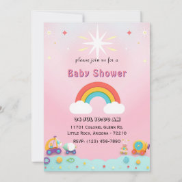 Spielvolle Rainbow Baby Shower Card mit Niedlichem Einladung