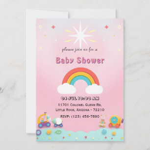 Spielvolle Rainbow Baby Shower Card mit Niedlichem Einladung