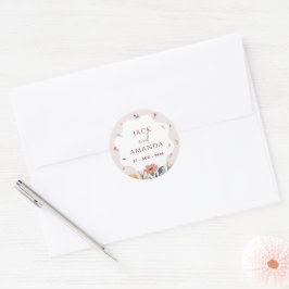 Spielvolle Retro-Rosa-Hochzeitsticker Runder Aufkleber