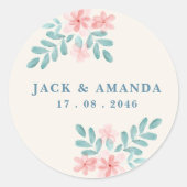 Spielvolle Retro-Rosa-Hochzeitsticker Runder Aufkleber (Vorderseite)