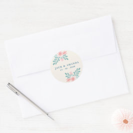 Spielvolle Retro-Rosa-Hochzeitsticker Runder Aufkleber