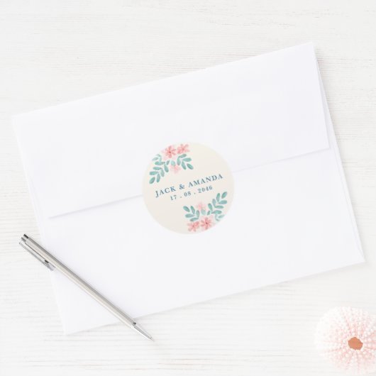 Spielvolle Retro-Rosa-Hochzeitsticker Runder Aufkleber (Umschlag)