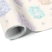 Spielvolle Sketch Bunnies Monogram Geschenkpapier (Rolleneckpunkt)
