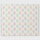 Spielvolle Sketch Bunnies Monogram Geschenkpapier (Flach)