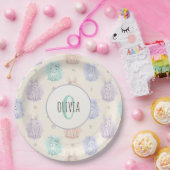 Spielvolle Sketch Bunnies Monogram Pappteller (Party)