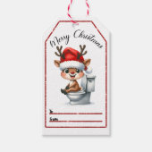 Spielvolle Weihnachtsmarken mit einem fröhlichen R Geschenkanhänger (Vorderseite)