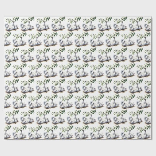 Spielvolle weiße Katze mit Baumzweig Geschenkpapier (Flach)