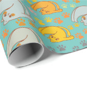 Spielvolles Cat Yoga Wrapping Paper Geschenkpapier (Rolleneckpunkt)