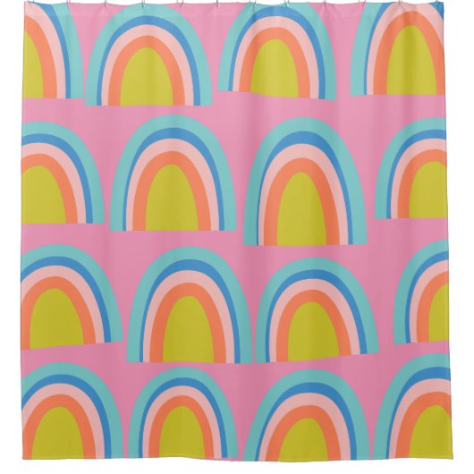Spielvolles geometrisches Regenbogenmuster in leuc Duschvorhang (Vorderseite)