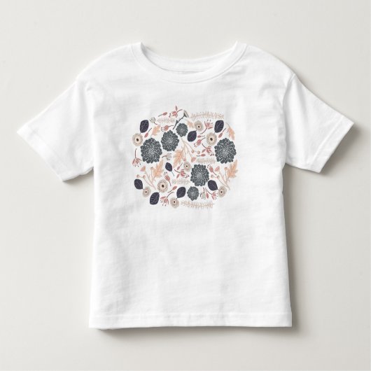 Spielvolles graues blaues Peach floral Repeat Moti Kleinkind T-shirt (Vorderseite)