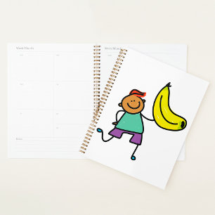 Spielvolles Kind hält große gelbe Banane Planer