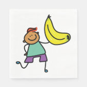 Spielvolles Kind hält große gelbe Banane Serviette (Vorderseite)