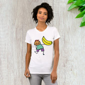 Spielvolles Kind hält große gelbe Banane T-Shirt
