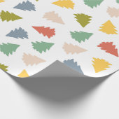 Spielvolles mehrfarbiges Weihnachtsbaummuster Geschenkpapier (Ecke)