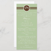 Spielvolles Monogramm in der Speisekarte für grüne Menükarte (Vorne/Hinten)