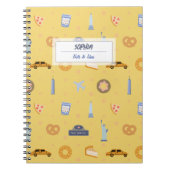 Spielvolles NYC Muster Yellow Name Spiral Notebook Notizblock (Vorderseite)