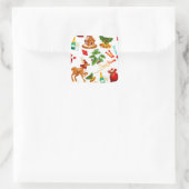 Spiely Story | Frohe Weihnachtsmuster Niedlich Quadratischer Aufkleber (Tasche)