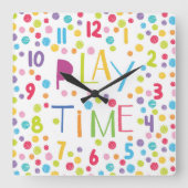 Spielzeit farbenfrohe Kinder Crayon Circles Square Quadratische Wanduhr (Vorderseite)