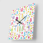 Spielzeit farbenfrohe Kinder Crayon Circles Square Quadratische Wanduhr (Winkel)