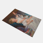 Spielzeit: Mädchen spielen mit ihrem Pet Kitten Fußmatte (Schrägansicht)