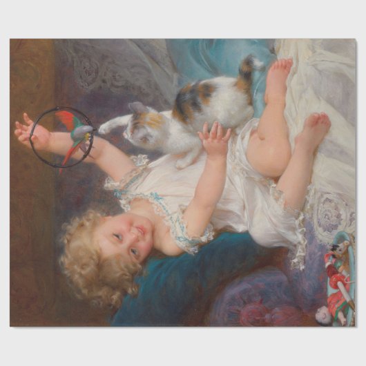 Spielzeit: Mädchen spielen mit ihrem Pet Kitten Geschenkpapier (Flach)