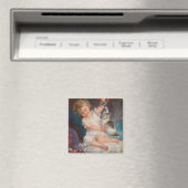 Spielzeit: Mädchen spielen mit ihrem Pet Kitten Magnet (In Situ (Geschirrspüler))