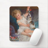 Spielzeit: Mädchen spielen mit ihrem Pet Kitten Mousepad (Mit Mouse)