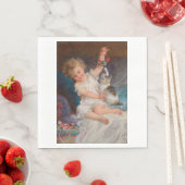 Spielzeit: Mädchen spielen mit ihrem Pet Kitten Serviette (Beispiel)