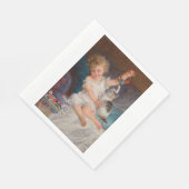 Spielzeit: Mädchen spielen mit ihrem Pet Kitten Serviette (Ecke)