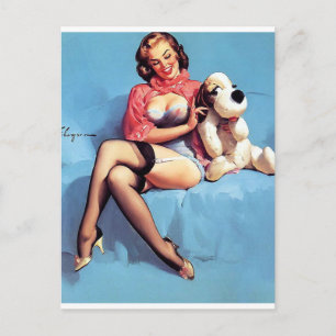 Spielzeit Pin Up Postkarte