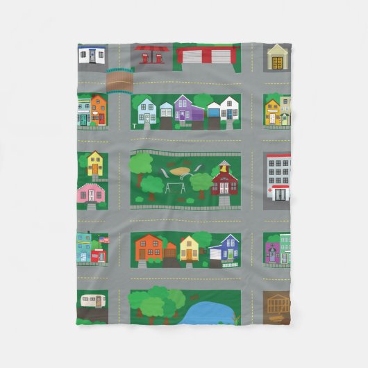 Spielzeug-Auto-Stadtstraßenkarte Fleecedecke (Vorderseite)