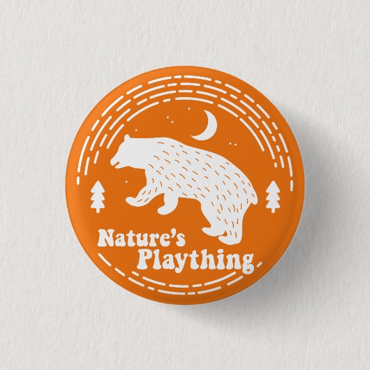 Spielzeug-//-Bärn-Button der Natur (orange) Button (Vorderseite)