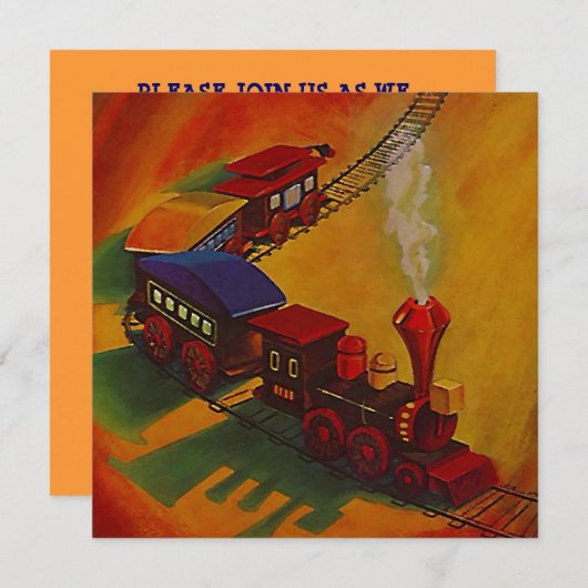 SPIELZEUG-EISENBAHN-ZUG SPÜRT ~BIRTHDAY PARTY EINLADUNG (Vorne/Hinten)