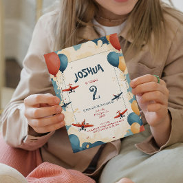 Spielzeug Flugzeug und Balloons Kindergeburtstag P Einladung