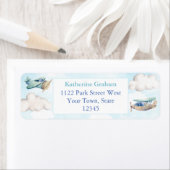 Spielzeug-Flugzeug Wolken Junge Dusche Rücksendead (Insitu)