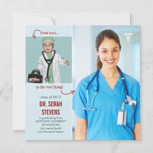 Spielzeug für echten medizinischen Abschluss Einladung (Vorderseite)