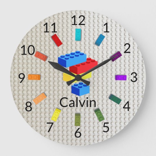 Spielzeug Gebäude Bricks Kinderzimmer Große Wanduhr (Vorderseite)