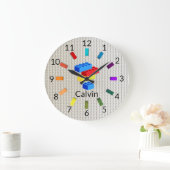 Spielzeug Gebäude Bricks Kinderzimmer Große Wanduhr (Zuhause)