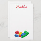 Spielzeug-Gebäude-Steine bunt Kinder Briefpapier (Vorne/Hinten)