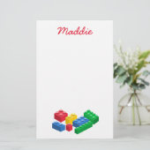 Spielzeug-Gebäude-Steine bunt Kinder Briefpapier (Stehend Vorderseite)