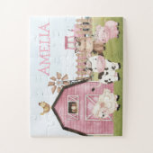 Spielzeug, Individuelle Name, rosa Bauernhof Puzzle (Vertikal)