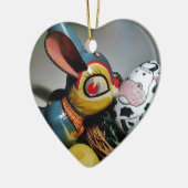 Spielzeug-Kaninchen und Kuhei Keramik Ornament (Links)