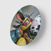 Spielzeug-Kaninchen und Kuhei Runde Wanduhr (Winkel)