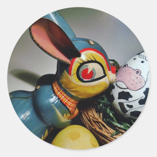 Spielzeug-Kaninchen und Kuhei Runder Aufkleber (Vorderseite)