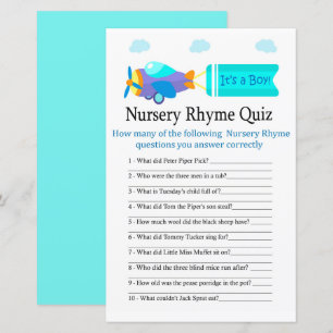 Spielzeug-Kinderzimmer Rhyme Quiz Babyduschenspiel