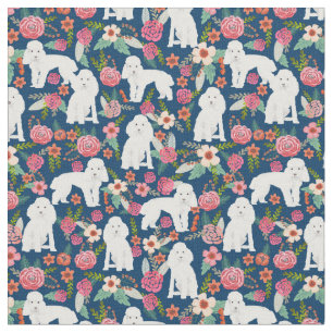 Spielzeug-Poodle-Hund Vintage Blumenmarine Stoff