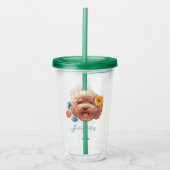 Spielzeug Poodle mit Blume- und Telefondarstellung Acryltrinkbecher (Vorderseite)