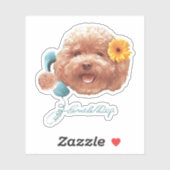 Spielzeug Poodle mit Blume- und Telefondarstellung Aufkleber (Blatt)
